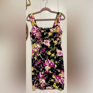 Selè Size 11/12 Floral Black Dress Y2K Style